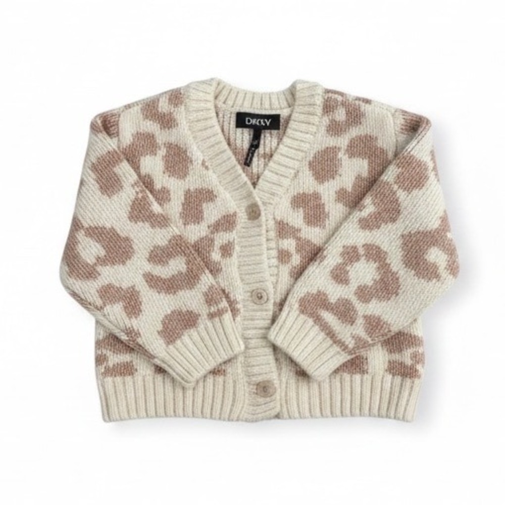 DKNY Cardigan Sweater Leopard Cream 2T